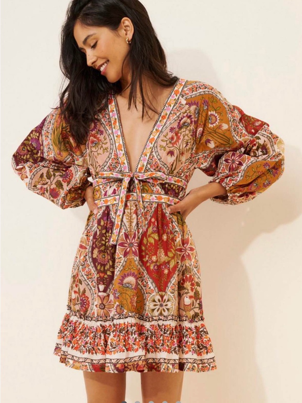 FARM Rio Multi-Color Floral Patchwork Mini Dress